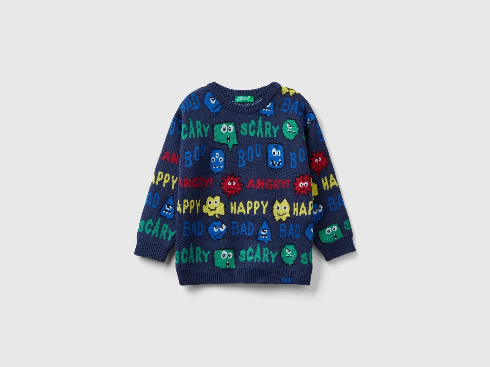 Maglia con scritte e grafiche mostri da bimbo blu scuro | Benetton Outlet