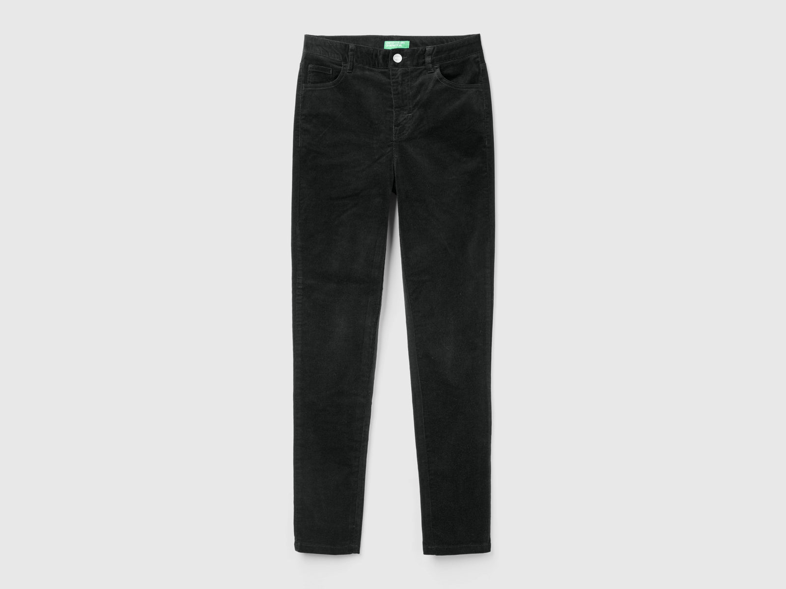 Pantaloni cinque tasche in velluto da donna nero | Benetton Outlet
