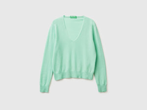 Maglione con scollo a V in pura lana Merino