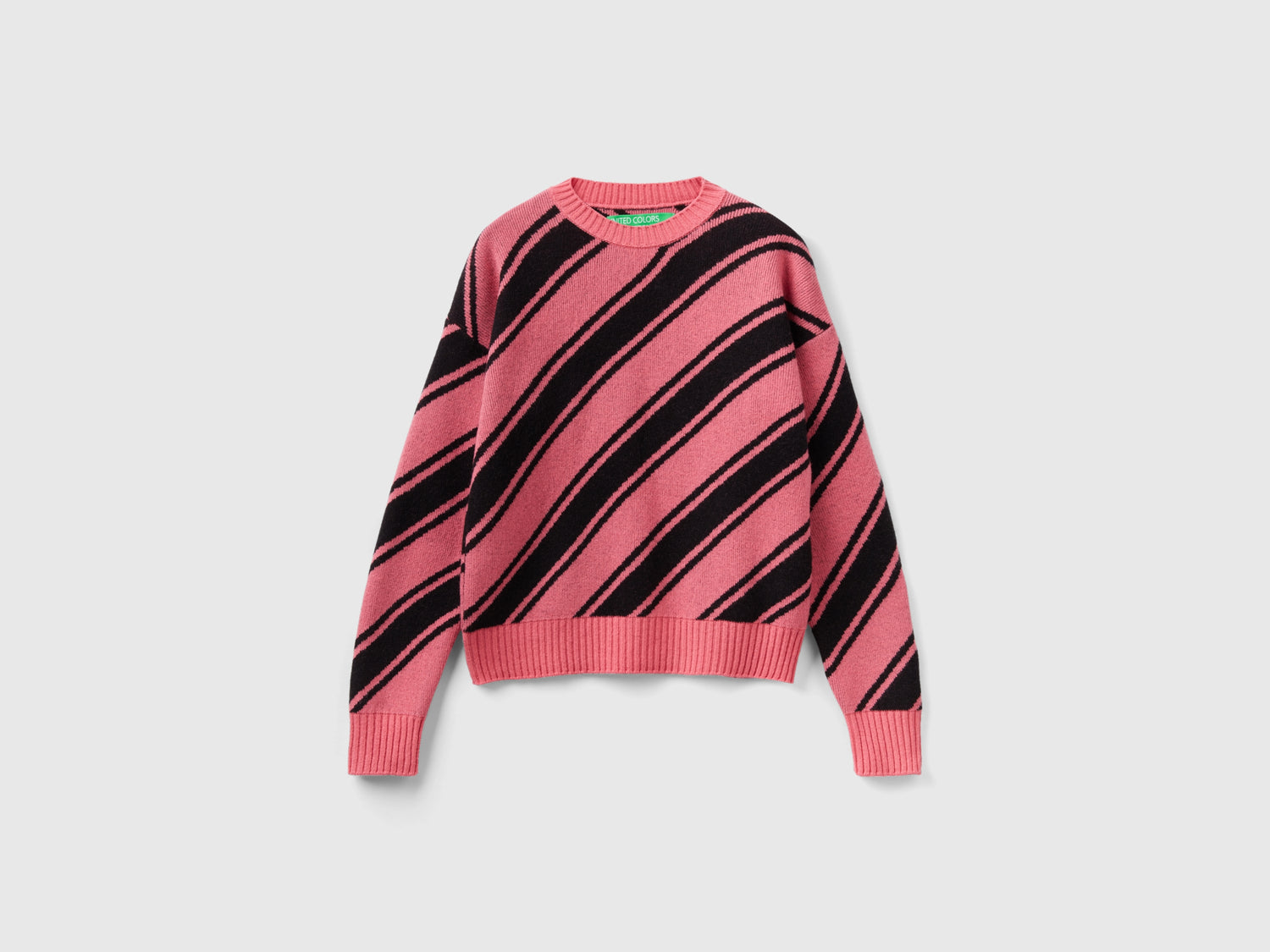 Maglia a righe regimental da donna rosa | Benetton Outlet