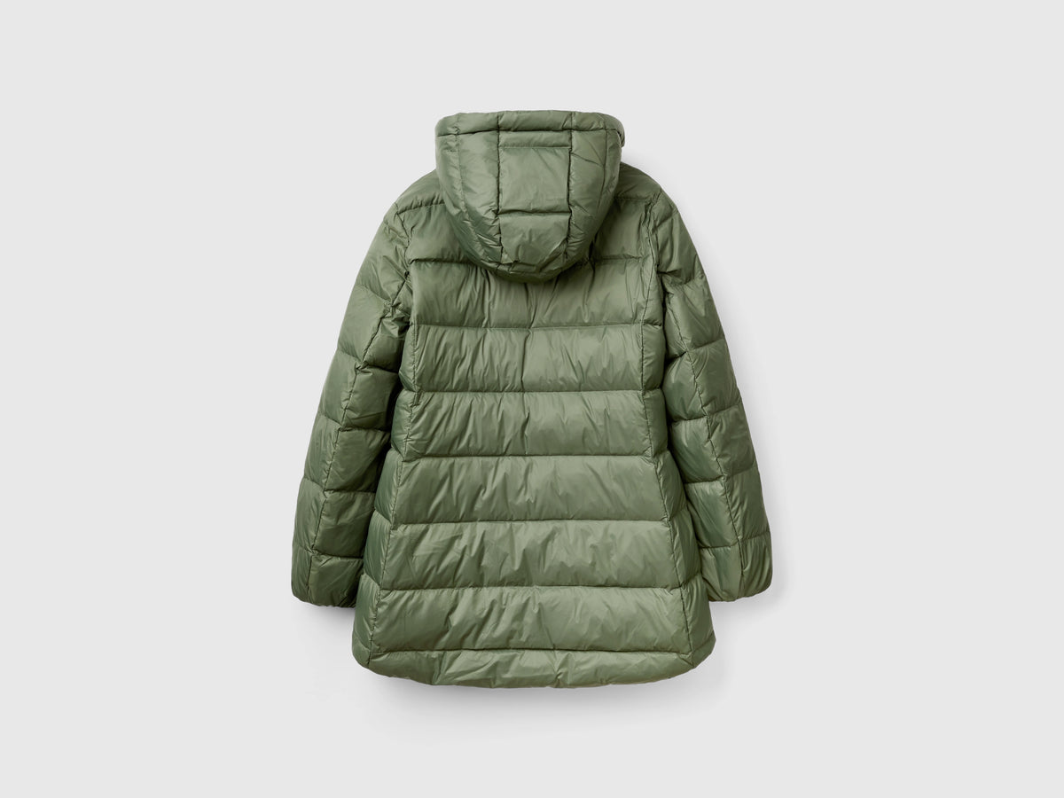 Piumino lungo imbottito con piuma riciclata