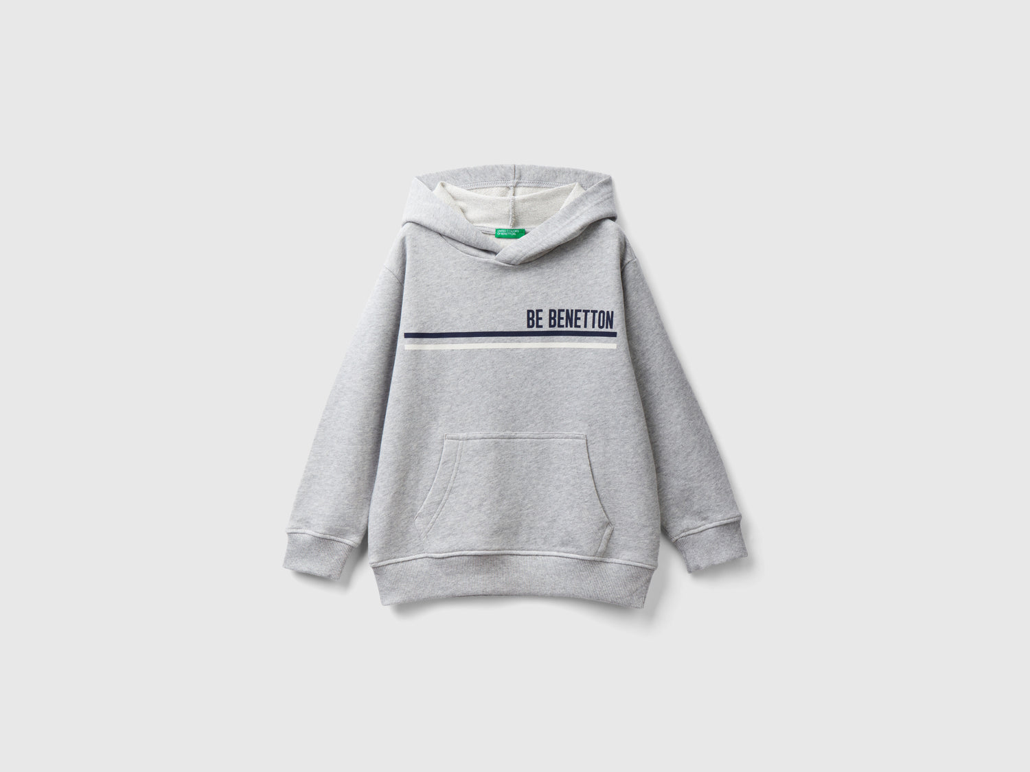 Felpa con cappuccio e logo da bambino grigio chiaro | Benetton Outlet