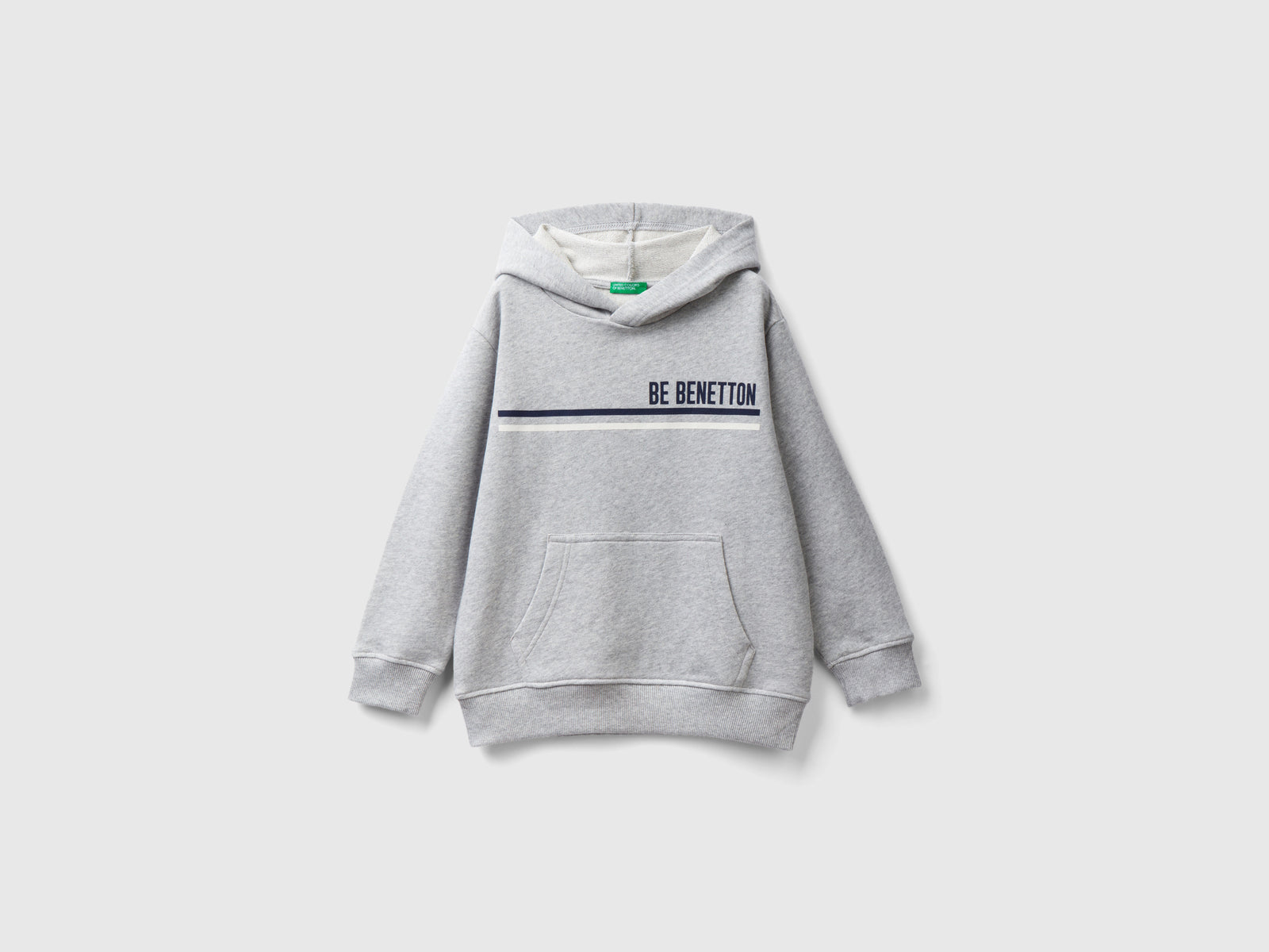 Felpa con cappuccio e logo da bambino grigio chiaro | Benetton Outlet