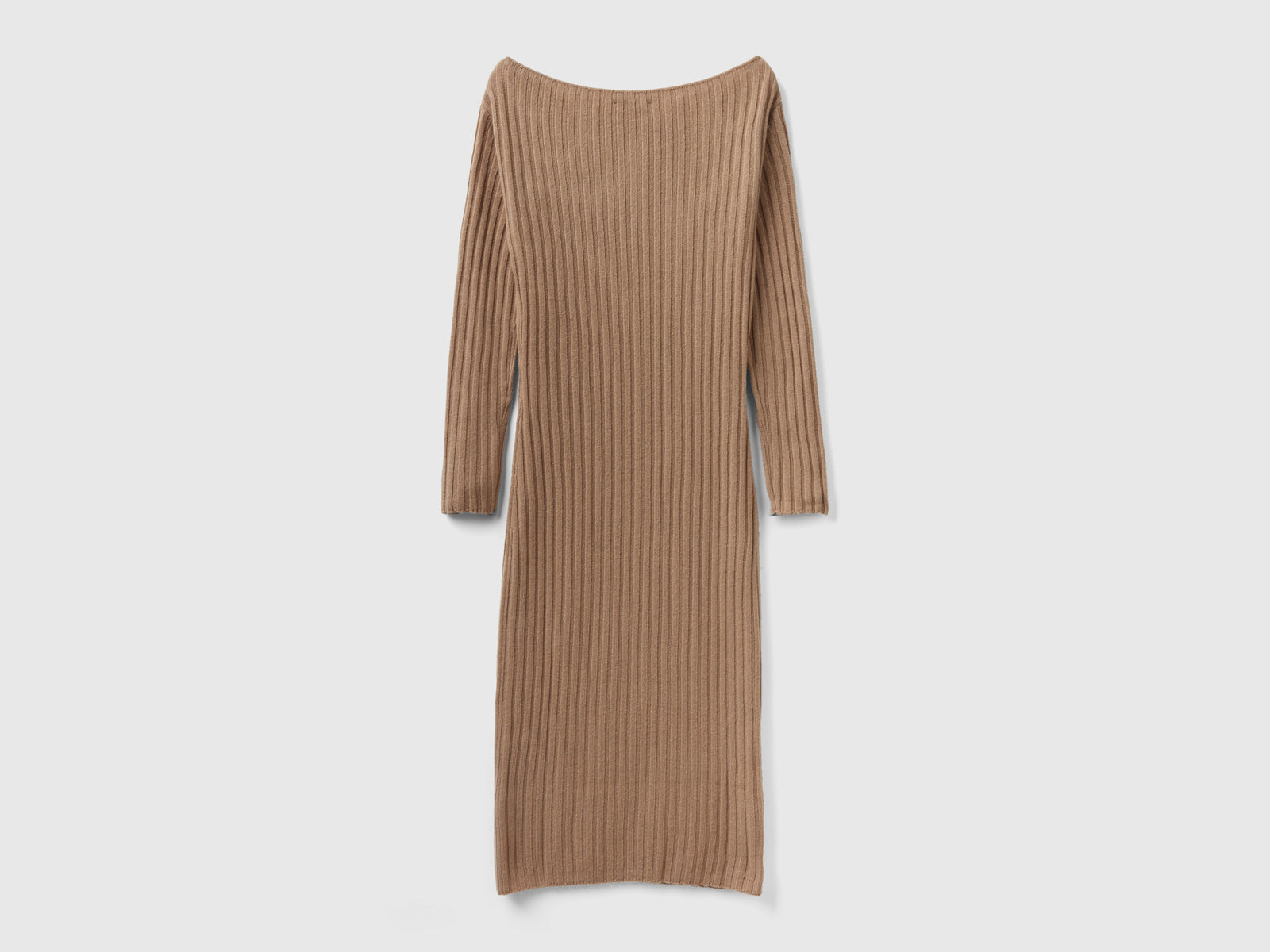 Abito in maglia con scollo a barchetta da donna cammello 2 | Benetton Outlet