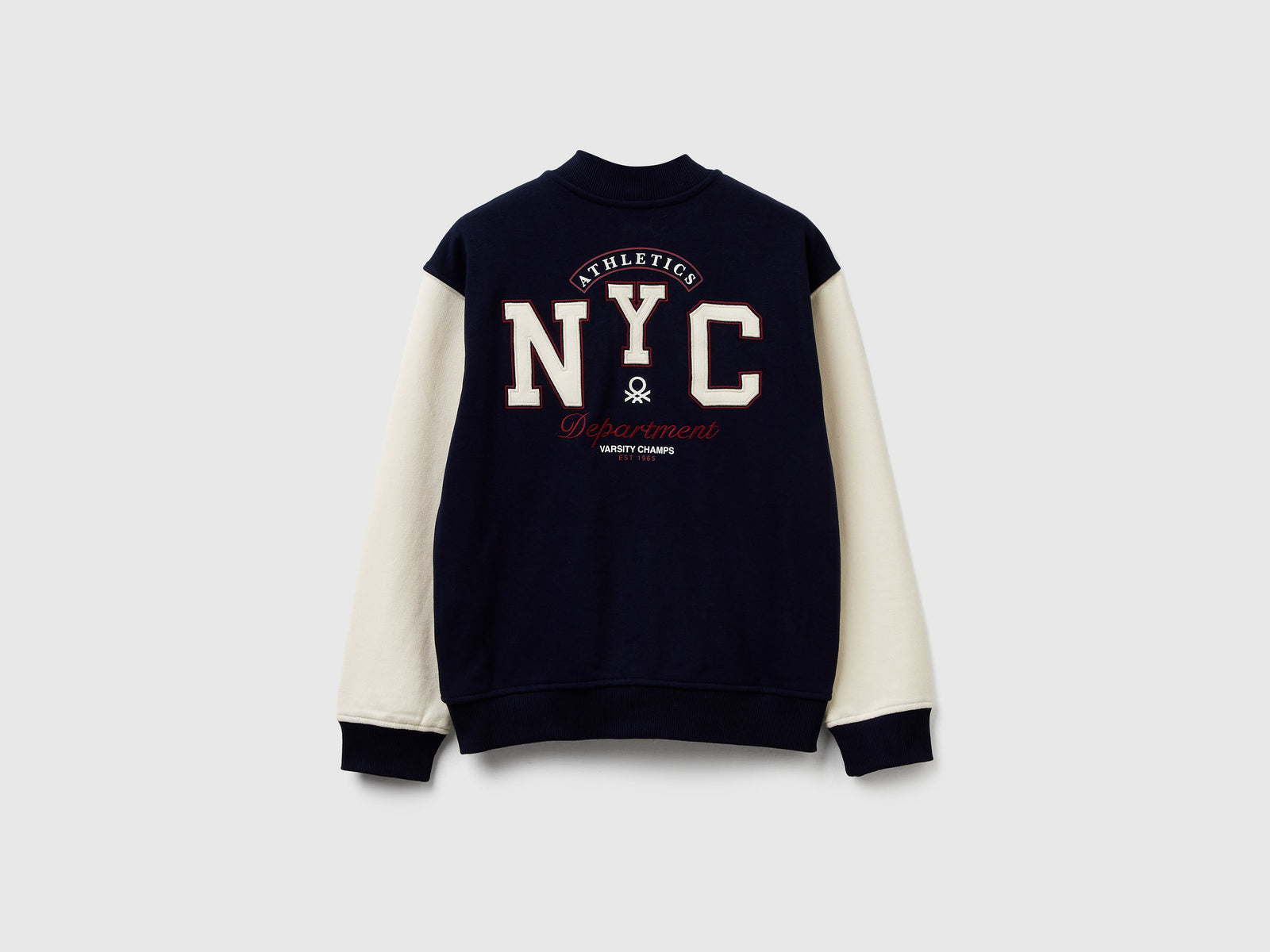 Bomber over fit con ricamo da bambino blu scuro 2 | Benetton Outlet