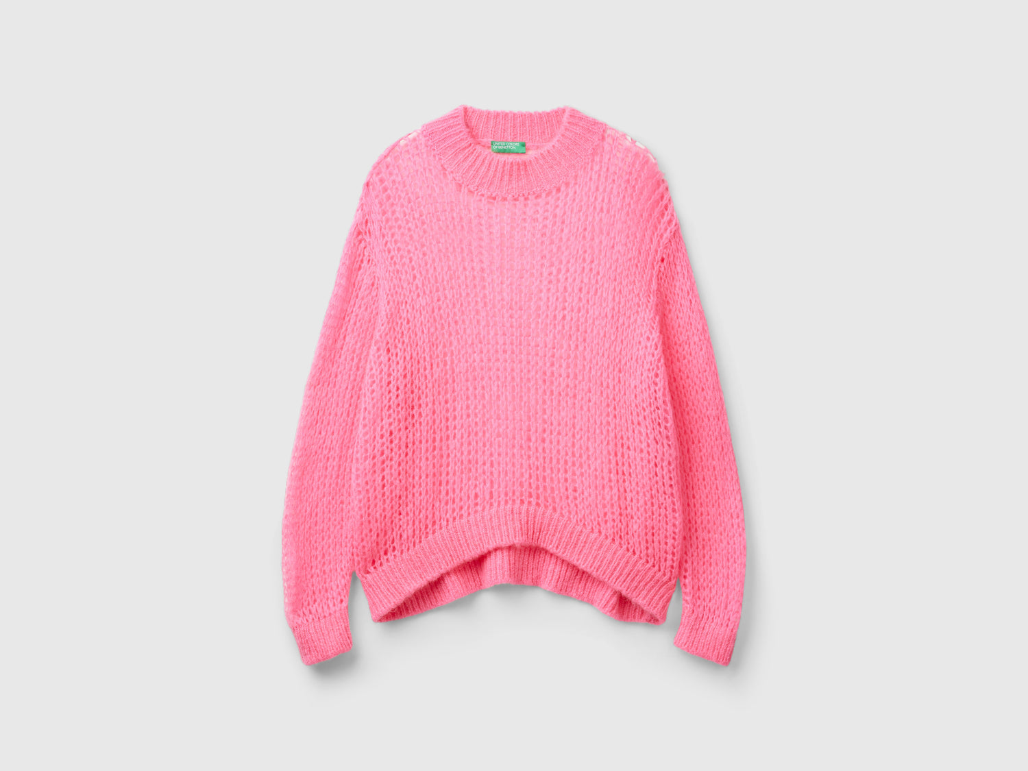 Lupetto a rete in misto mohair da donna rosa | Benetton Outlet