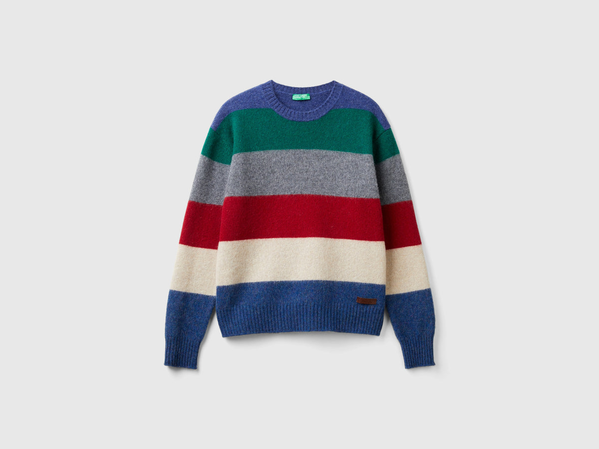 Maglia a righe in pura lana Shetland
