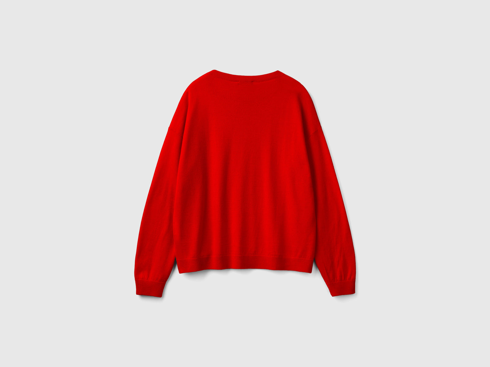 Maglia con scollo a barchetta in pura lana Merino da donna rosso 2 | Benetton Outlet