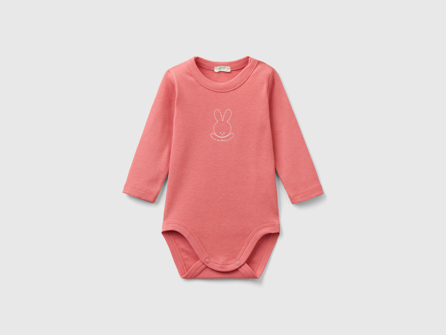 Body manica lunga in cotone bio da neonato salmone | Benetton Outlet