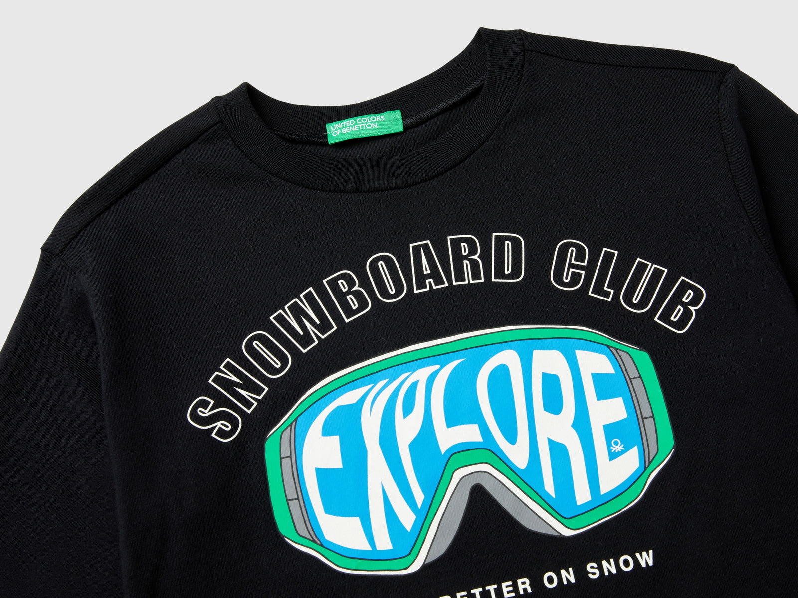 T-shirt con stampa da bambino nero 3 | Benetton Outlet