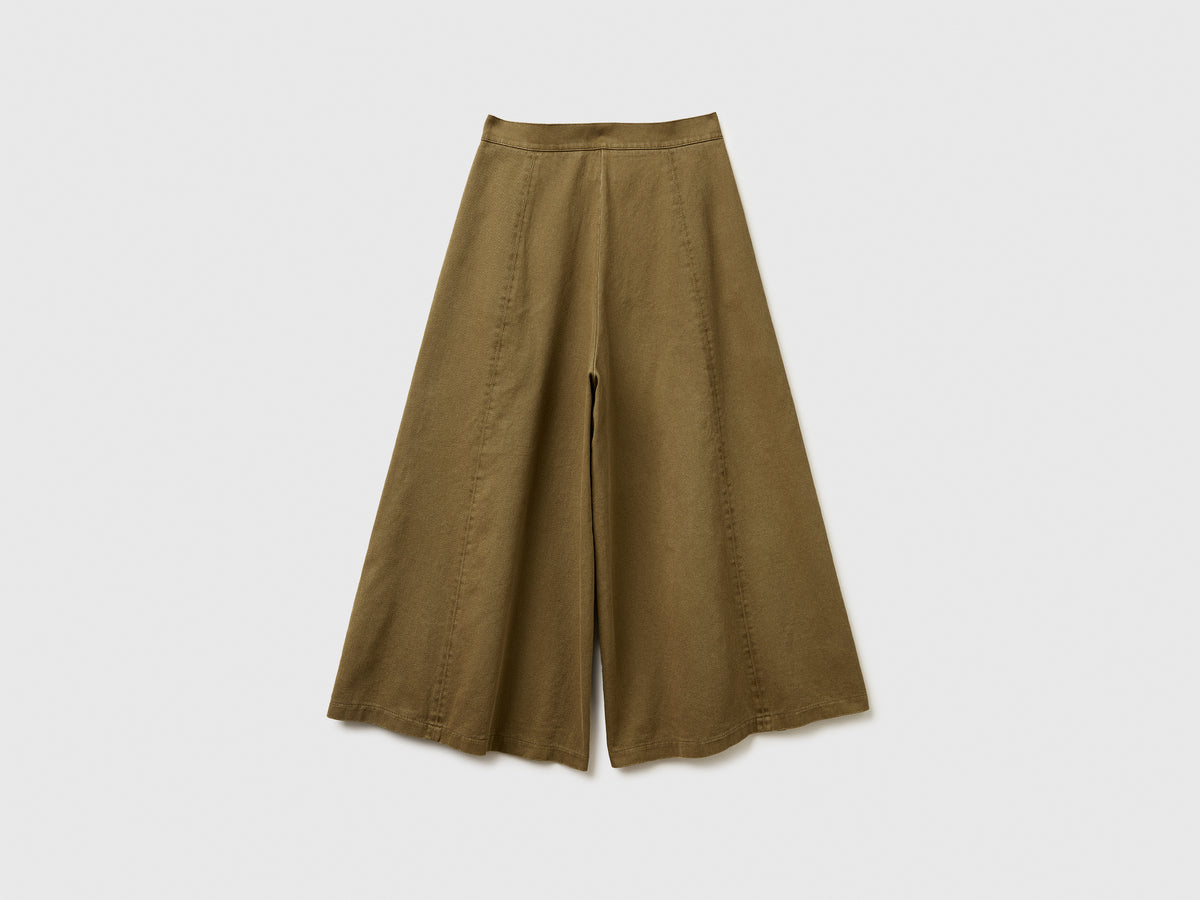 Pantaloni ampi 3/4 in cotone