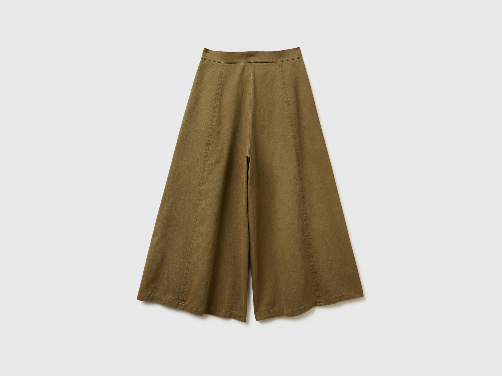 Pantaloni ampi 3/4 in cotone da donna cammello 2 | Benetton Outlet