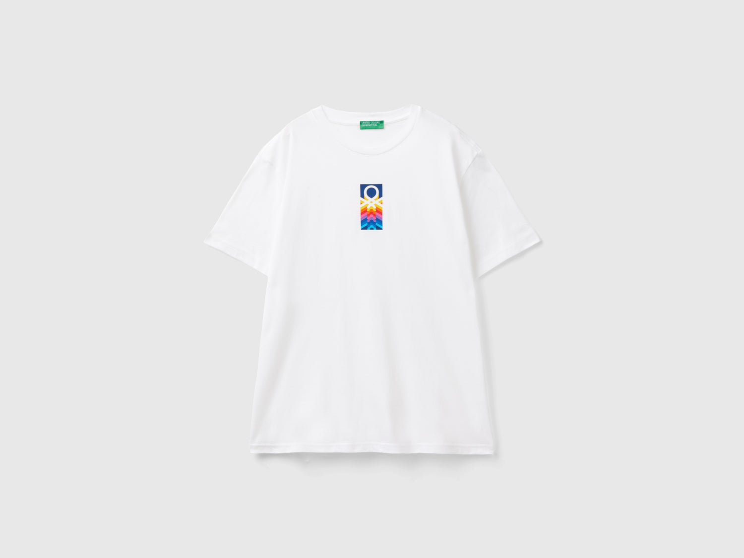 T-shirt in cotone bio con logo da uomo bianco | Benetton Outlet