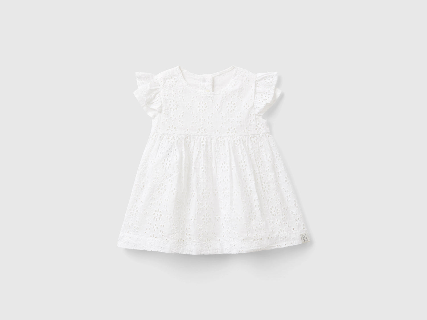 Vestito con ricami sangallo da neonato bianco | Benetton Outlet