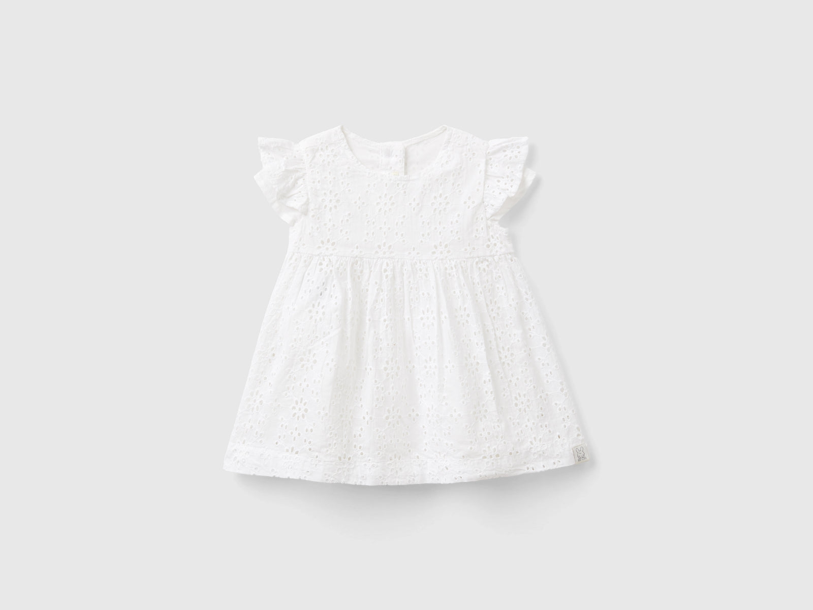 Vestito con ricami sangallo da neonato bianco | Benetton Outlet