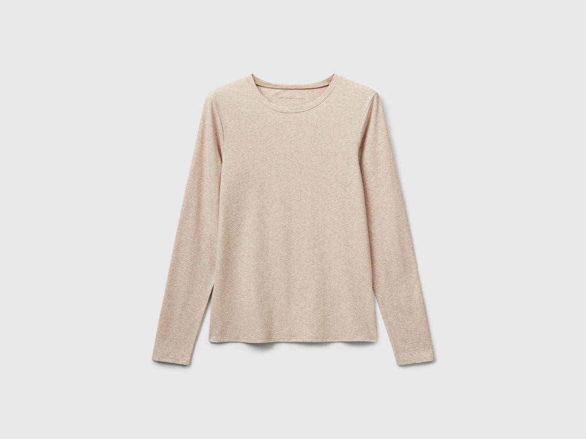 T-shirt manica lunga in cotone super stretch