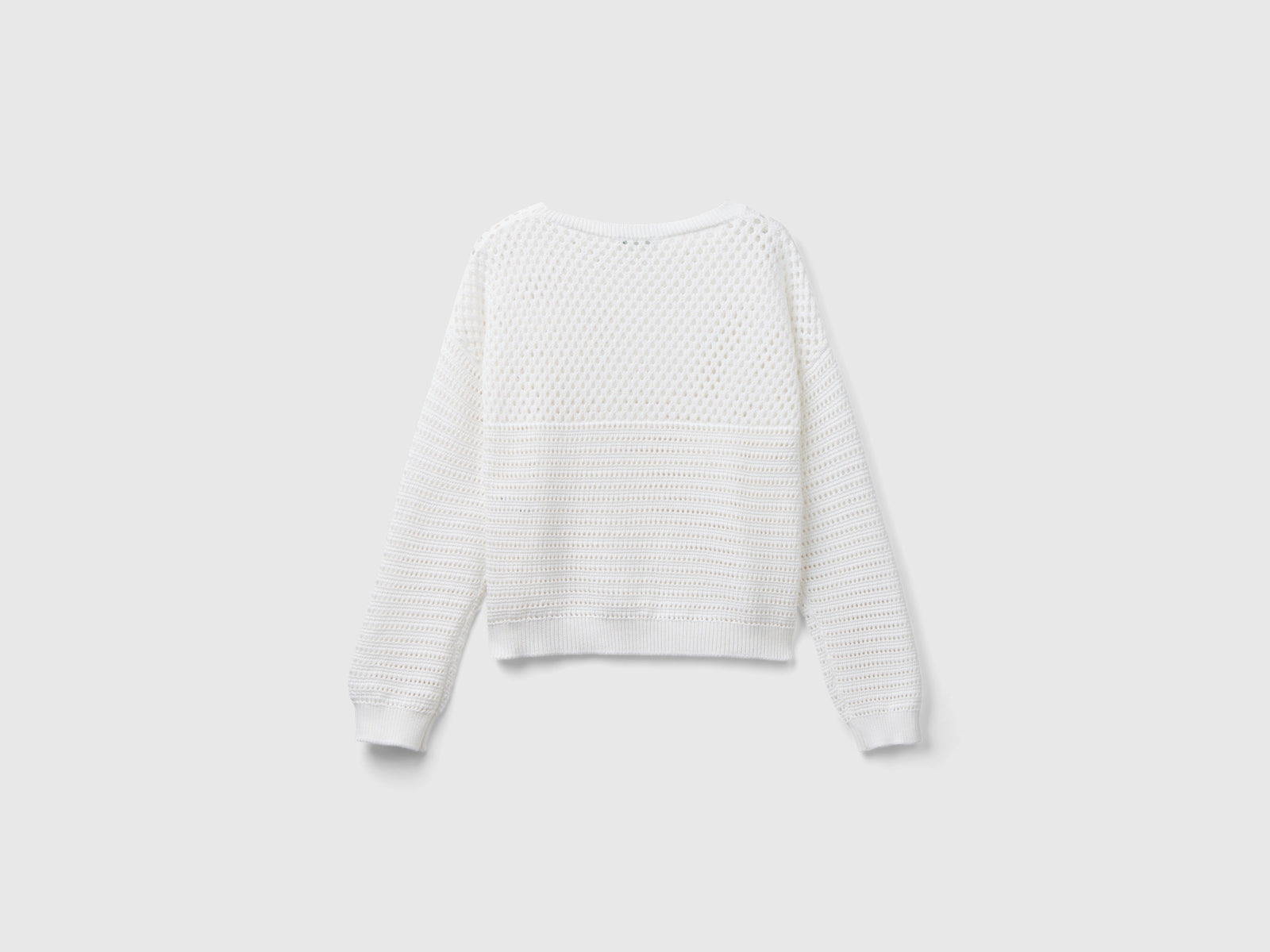Maglia con trafori boxy fit da donna bianco 2 | Benetton Outlet