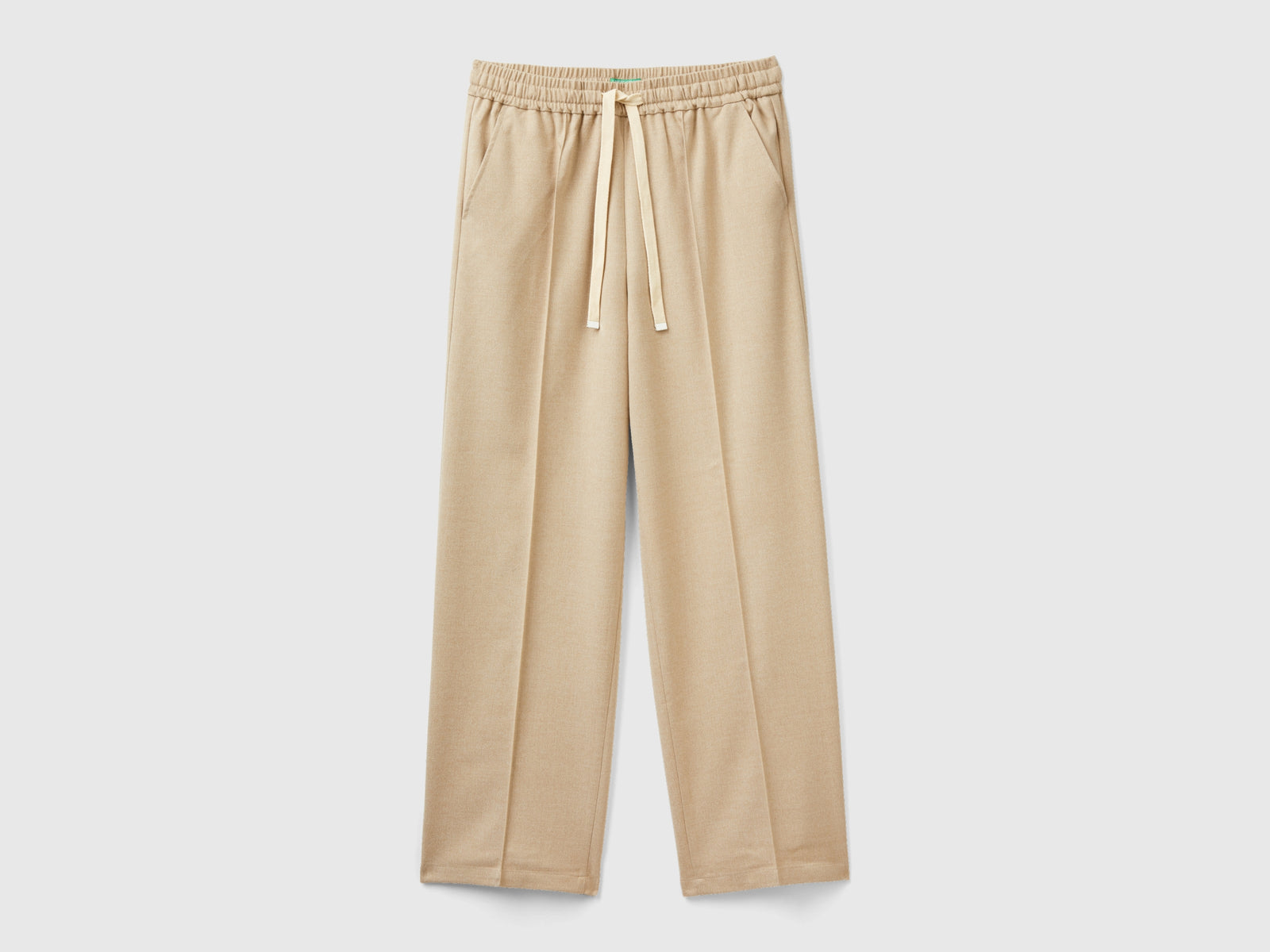 Pantaloni in flanella con coulisse da donna beige | Benetton Outlet