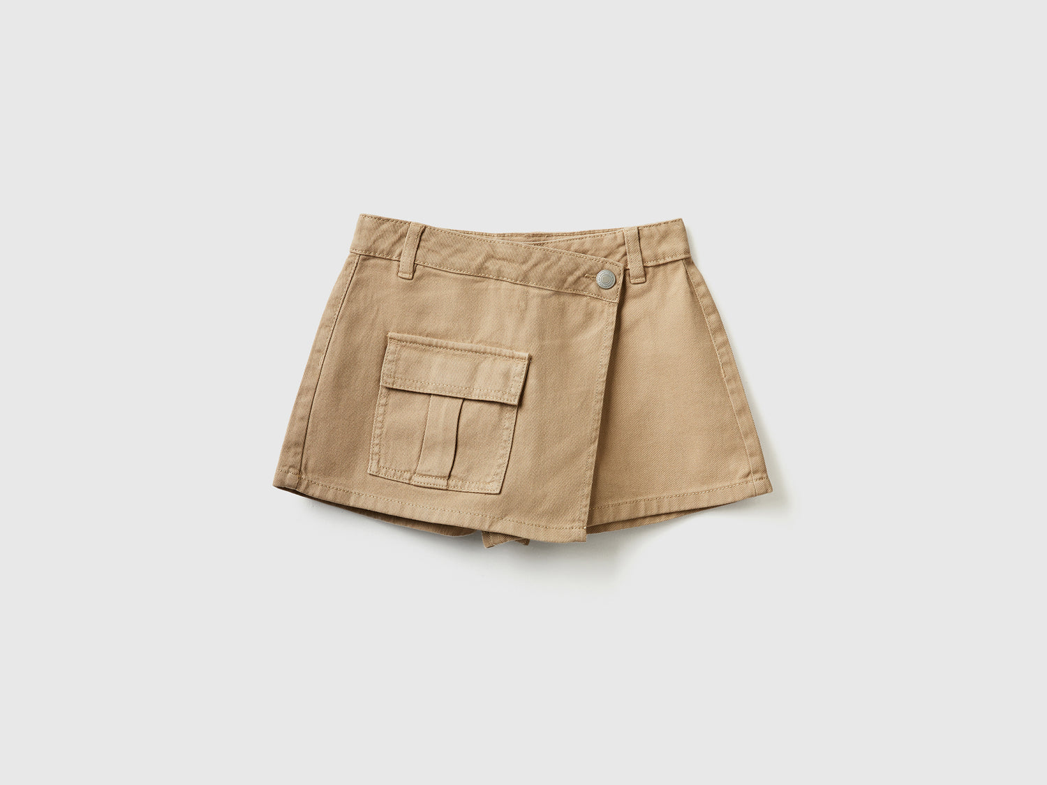 Minigonna pantalone corta in puro cotone da bambina beige | Benetton Outlet