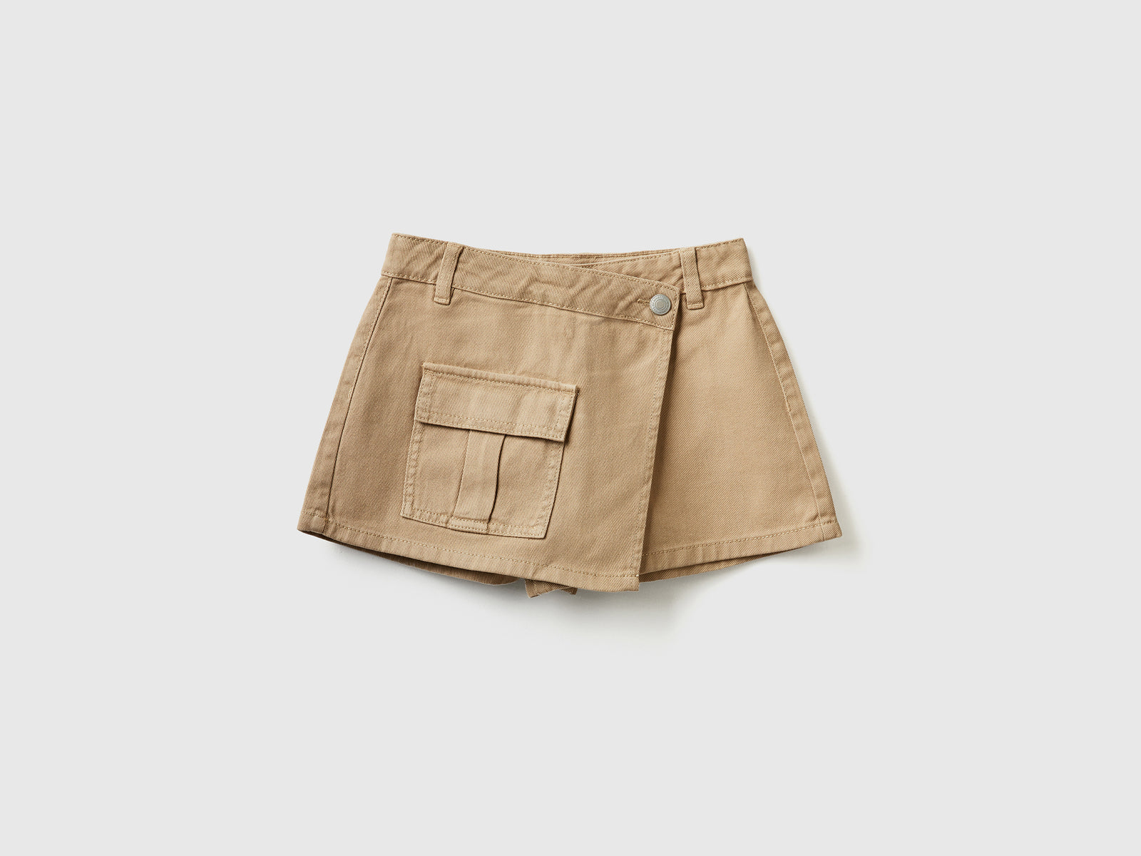 Minigonna pantalone corta in puro cotone da bambina beige | Benetton Outlet