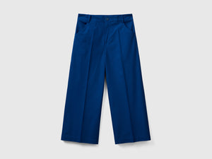 Pantaloni lunghi in puro cotone con gamba ampia