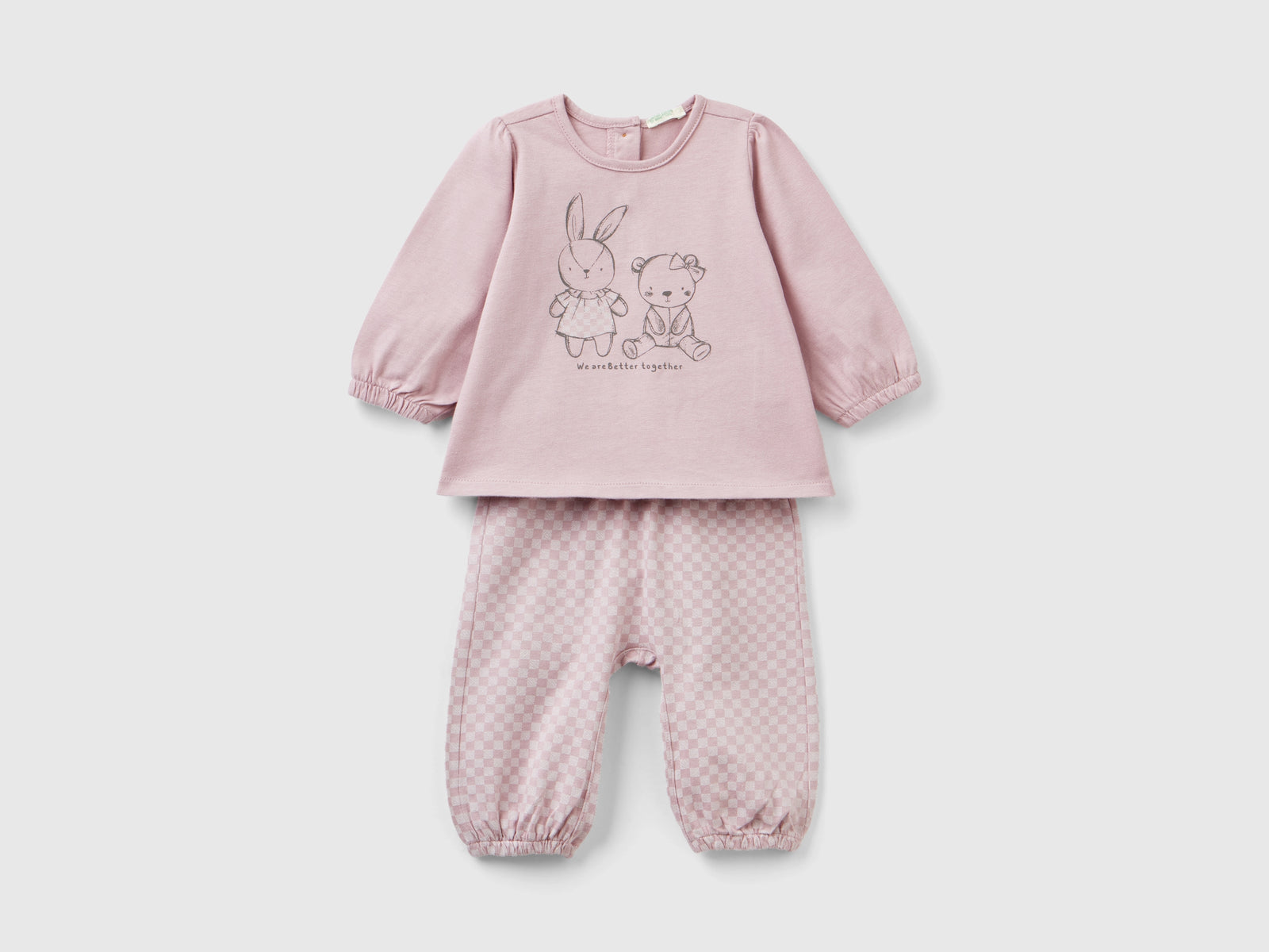 Caldo completo con stampa animaletti da neonato rosa | Benetton Outlet
