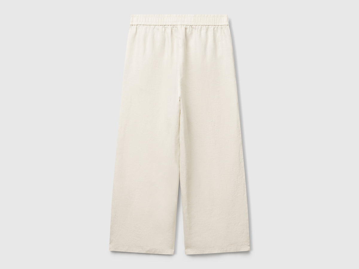 Pantaloni ampi in puro lino