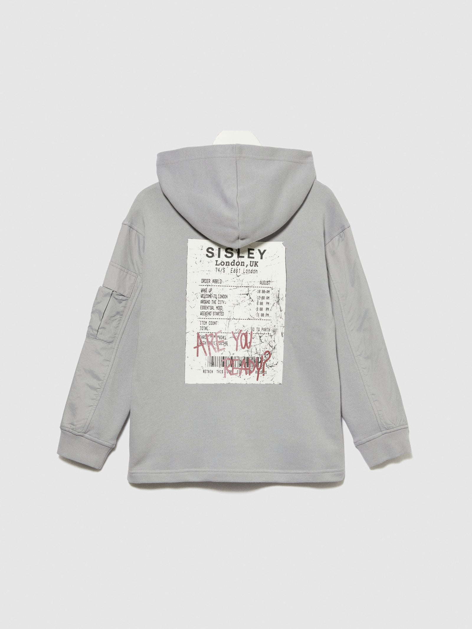 Felpa mix materia con maxi stampa da bambino grigio chiaro 2 | Sisley young Outlet
