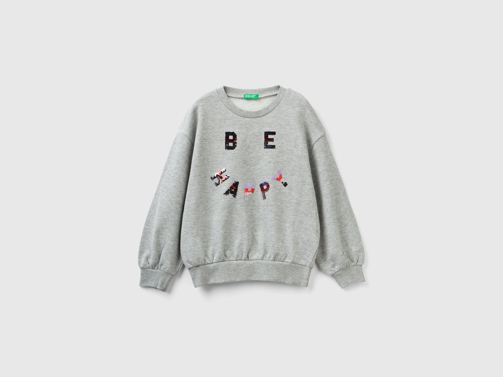 Felpa con paillettes reversibili da bambina grigio chiaro 3 | Benetton Outlet