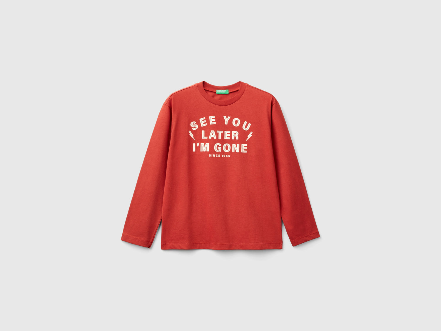 T-shirt in caldo cotone con stampa davanti e dietro da bambino rosso mattone | Benetton Outlet