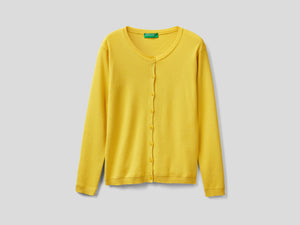 Cardigan girocollo in puro cotone