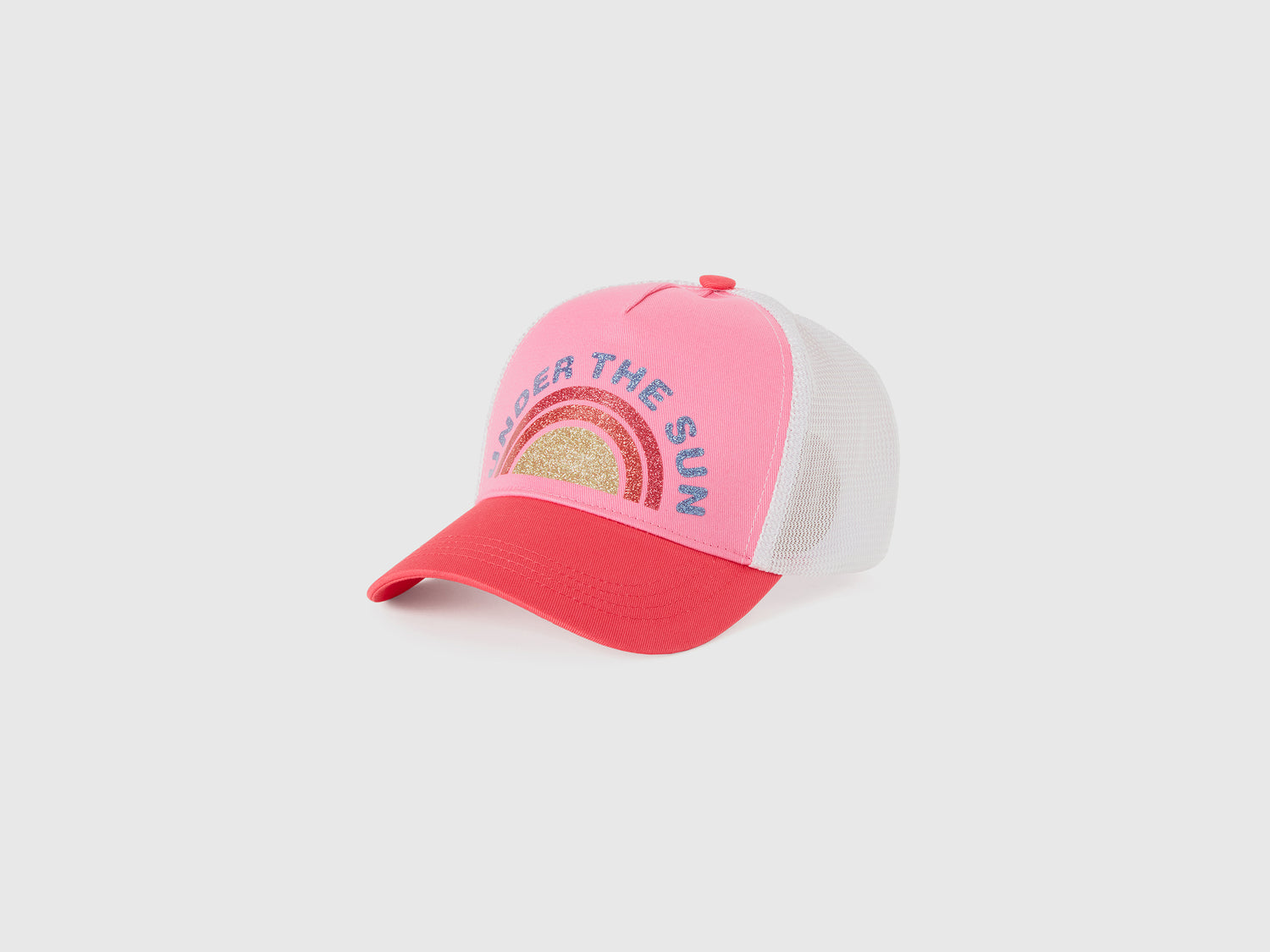 Cappello baseball in cotone e rete da bambino rosa | Benetton Outlet