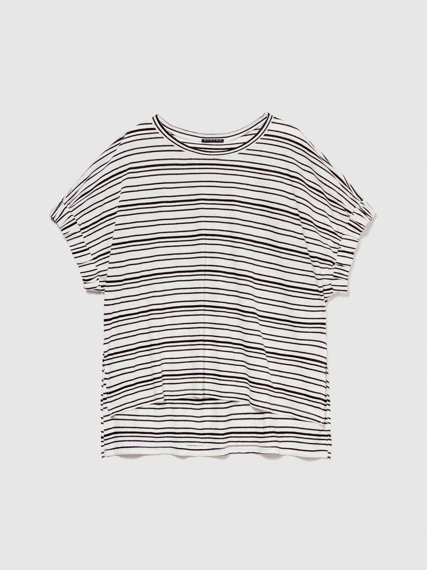 T-shirt asimmetrica a righe da donna nero | Sisley Outlet