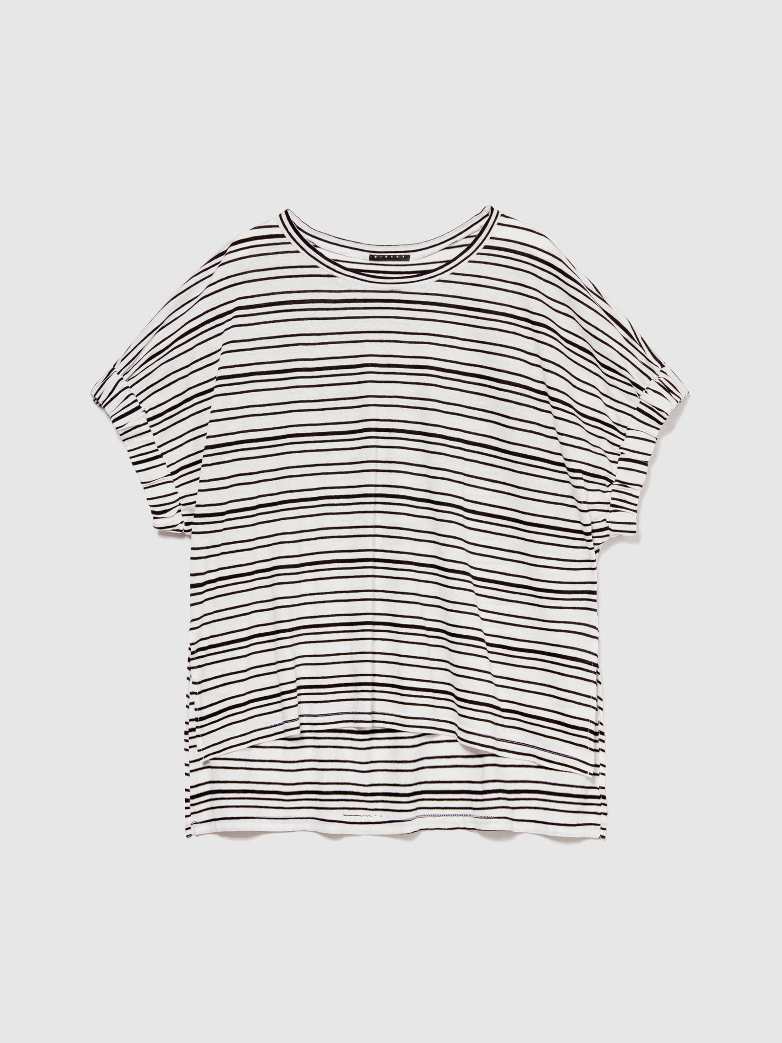 T-shirt asimmetrica a righe da donna nero | Sisley Outlet