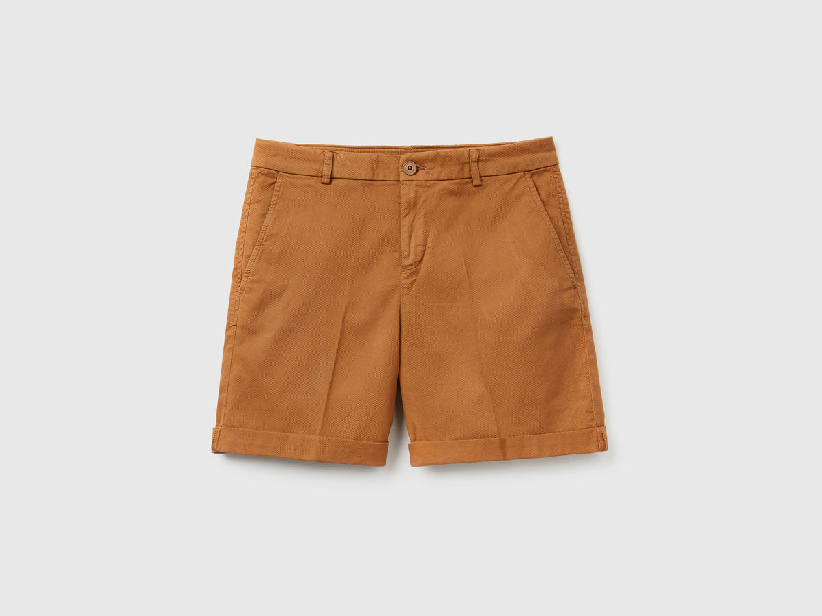 Bermuda in cotone stretch da donna beige | Benetton Outlet