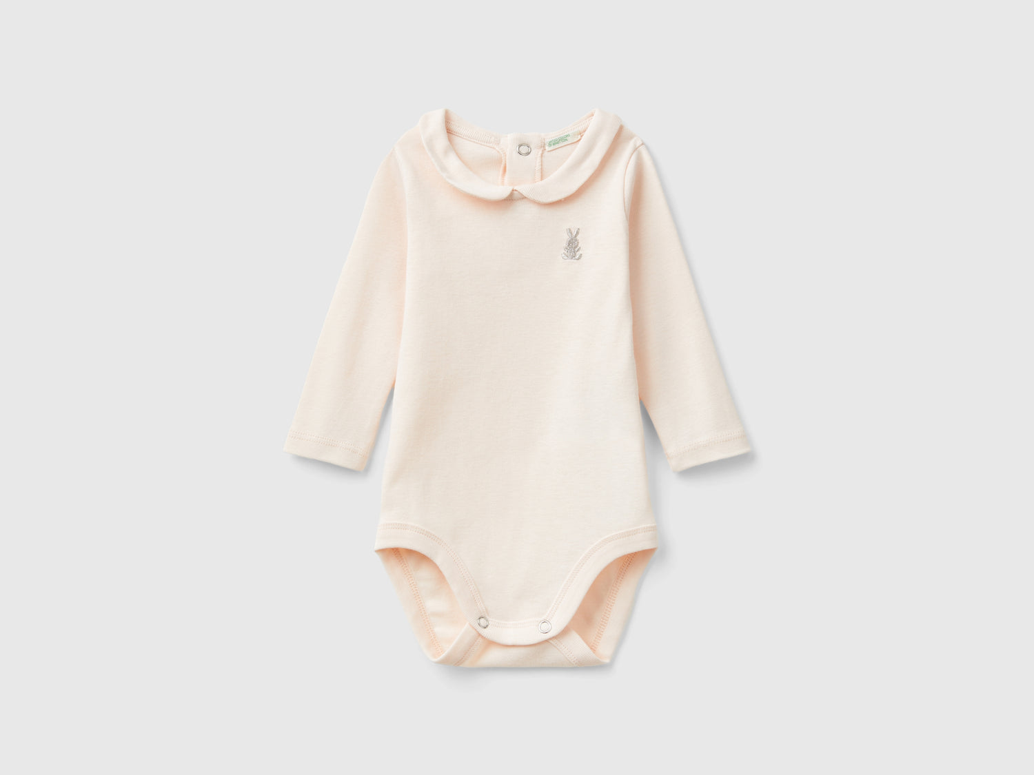 Body con colletto in cotone bio da neonato rosa tenue | Benetton Outlet