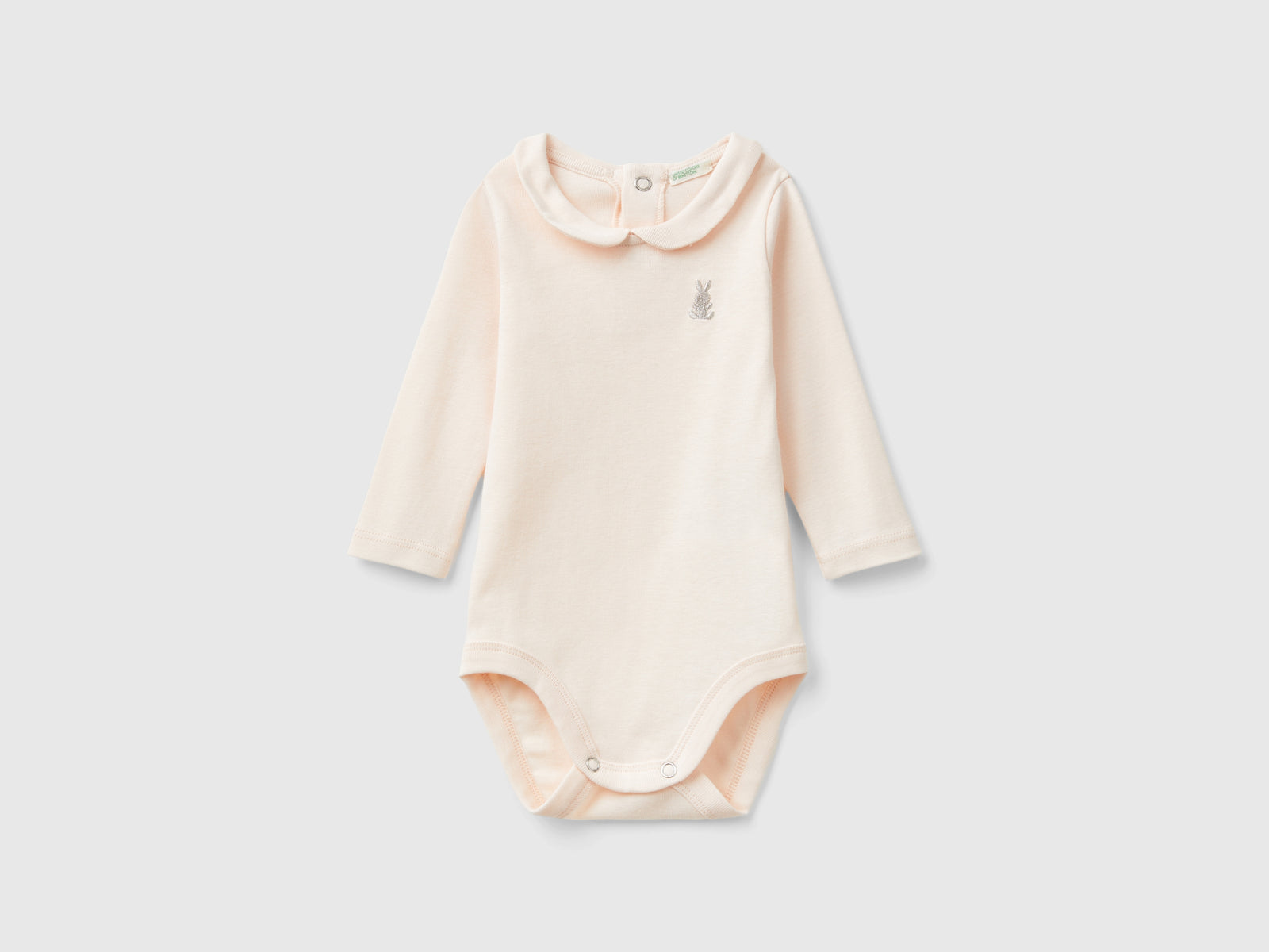 Body con colletto in cotone bio da neonato rosa tenue | Benetton Outlet