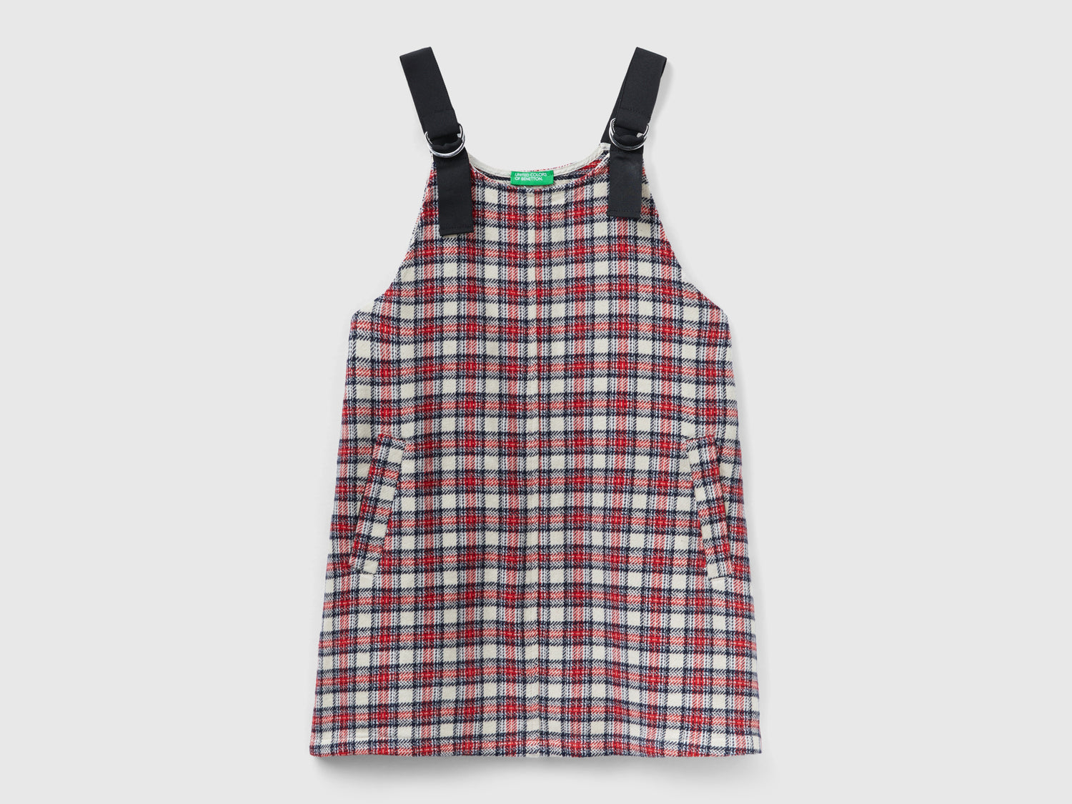 Abito salopette a quadri da bambina multi-color | Benetton Outlet