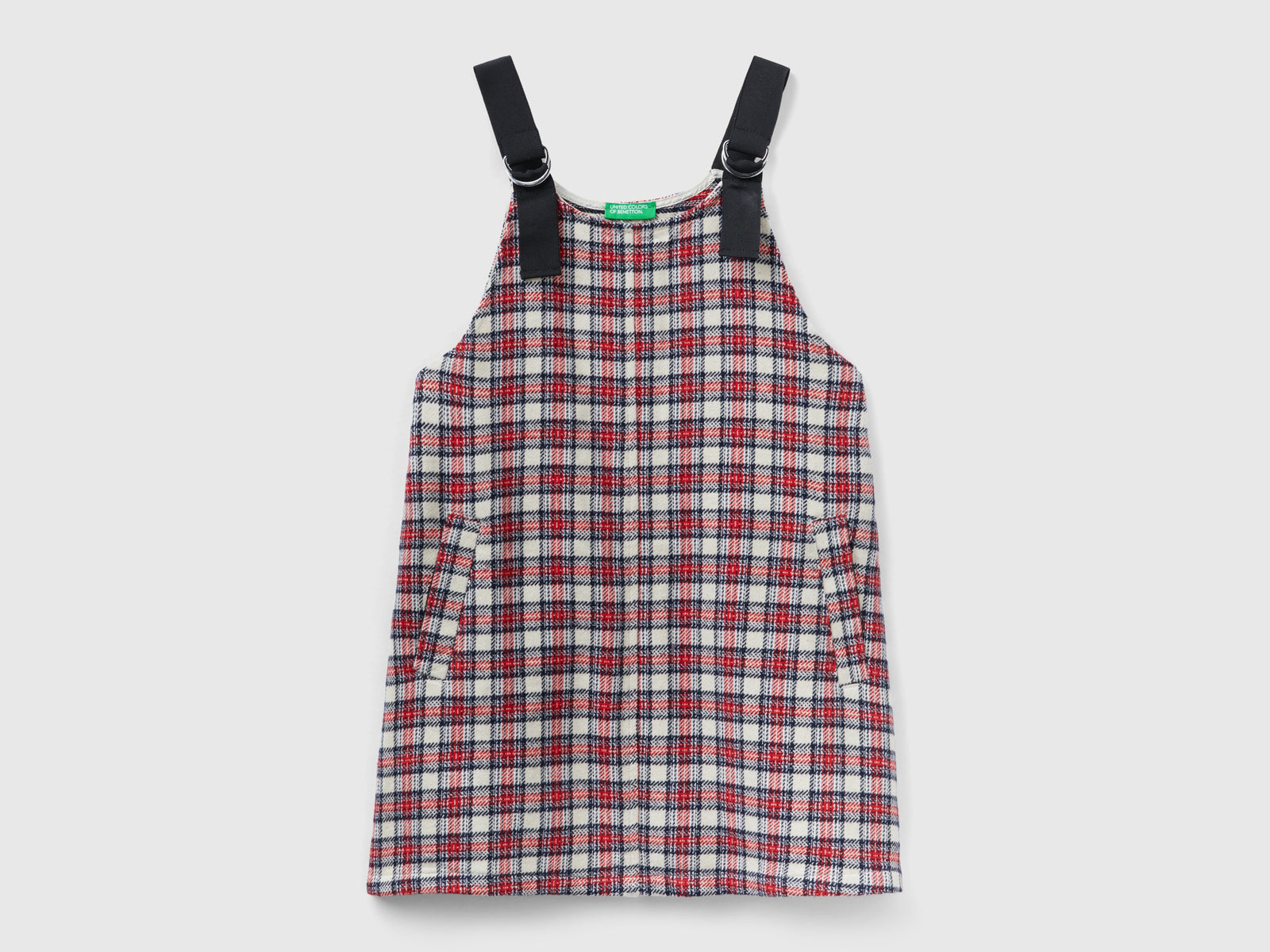 Abito salopette a quadri da bambina multi-color | Benetton Outlet