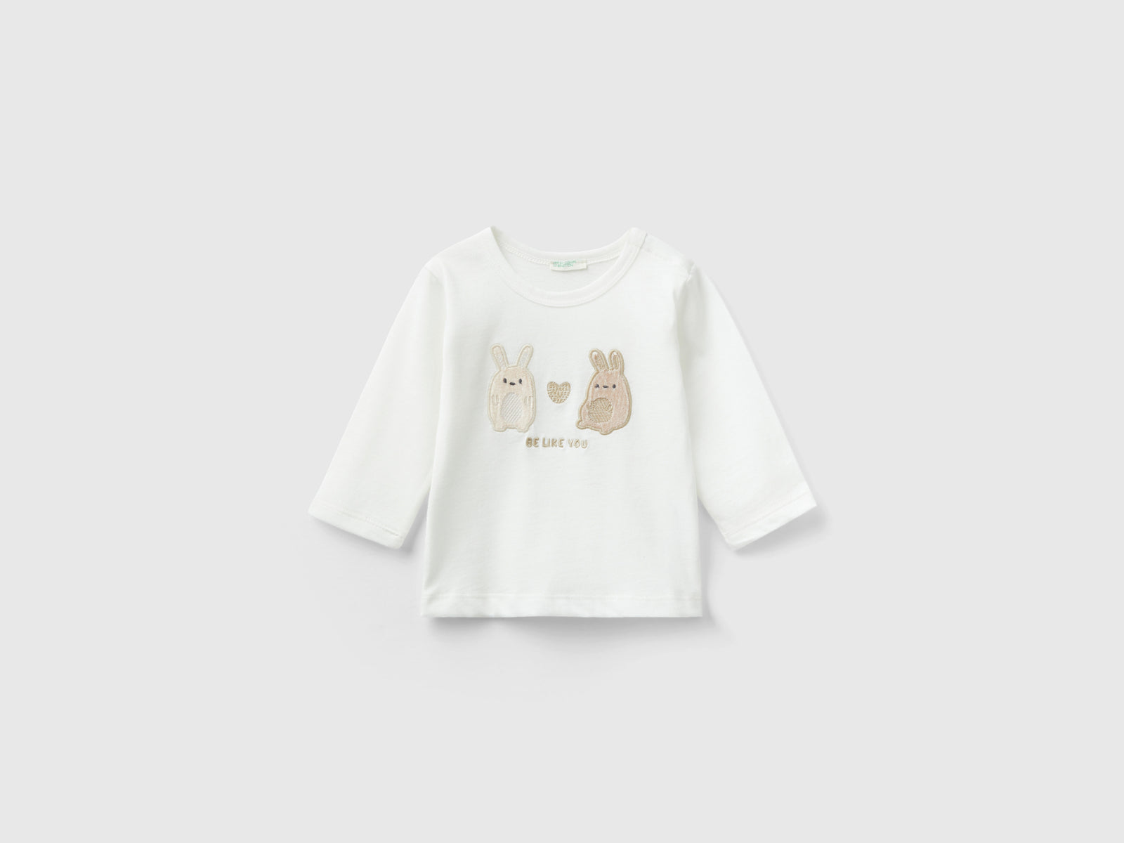 Maglietta con stampa animaletti da neonato bianco panna | Benetton Outlet