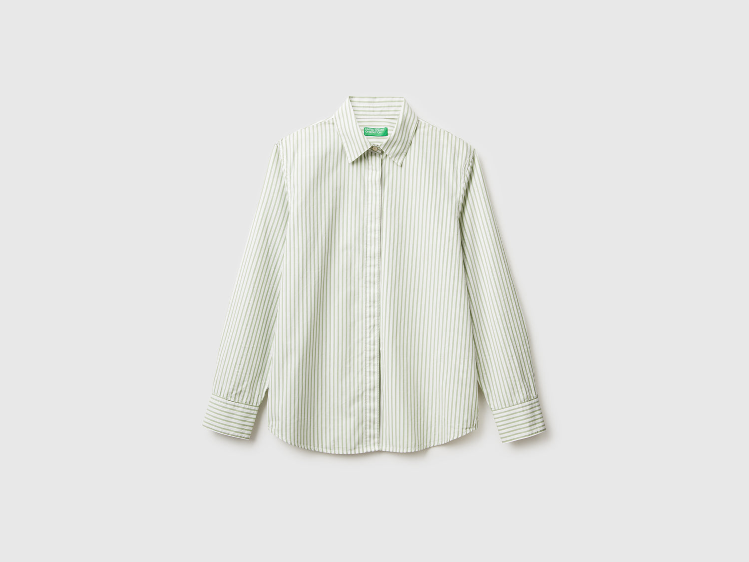 Camicia a righe verticali da donna verde chiaro | Benetton Outlet