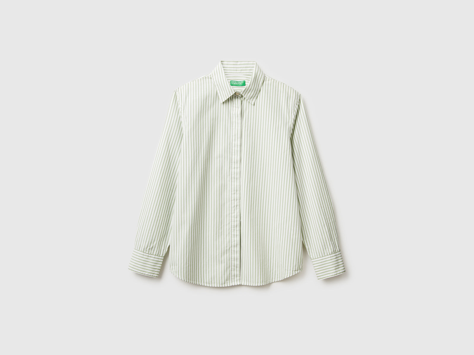 Camicia a righe verticali da donna verde chiaro | Benetton Outlet