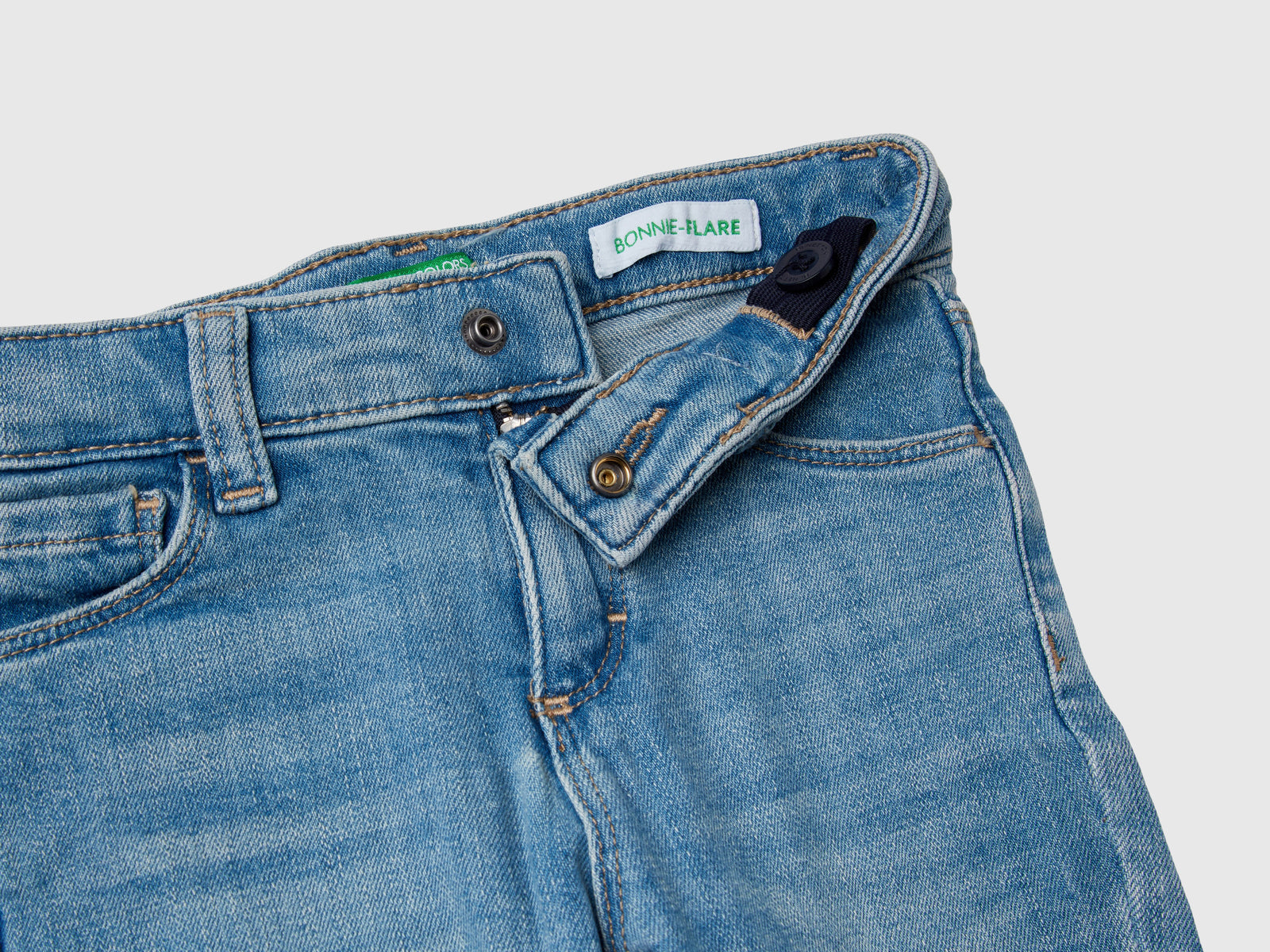 Jeans cinque tasche a zampa da bimba azzurro 3 | Benetton Outlet