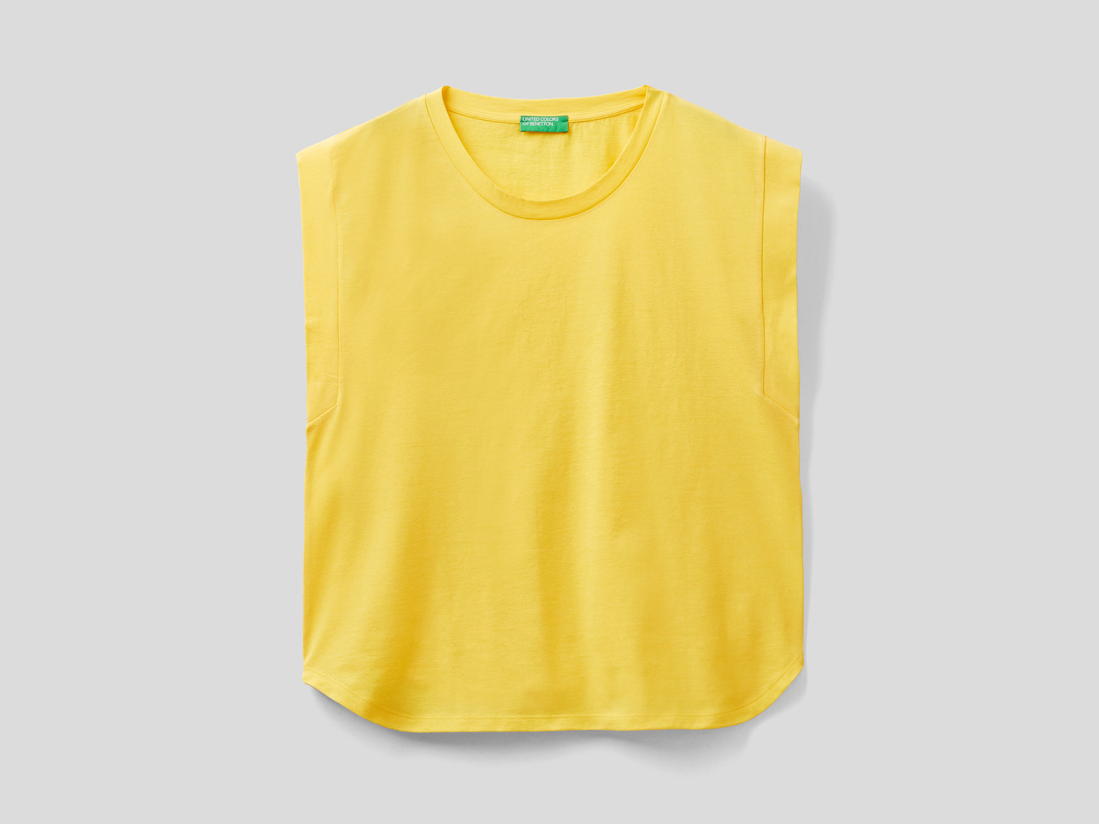 T-shirt in cotone con manica ad aletta da donna giallo | Benetton Outlet