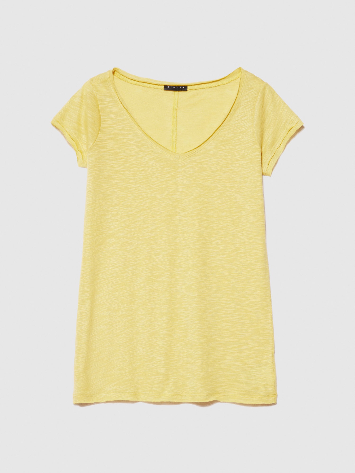 T-shirt scollo a V da donna giallo | Sisley Outlet