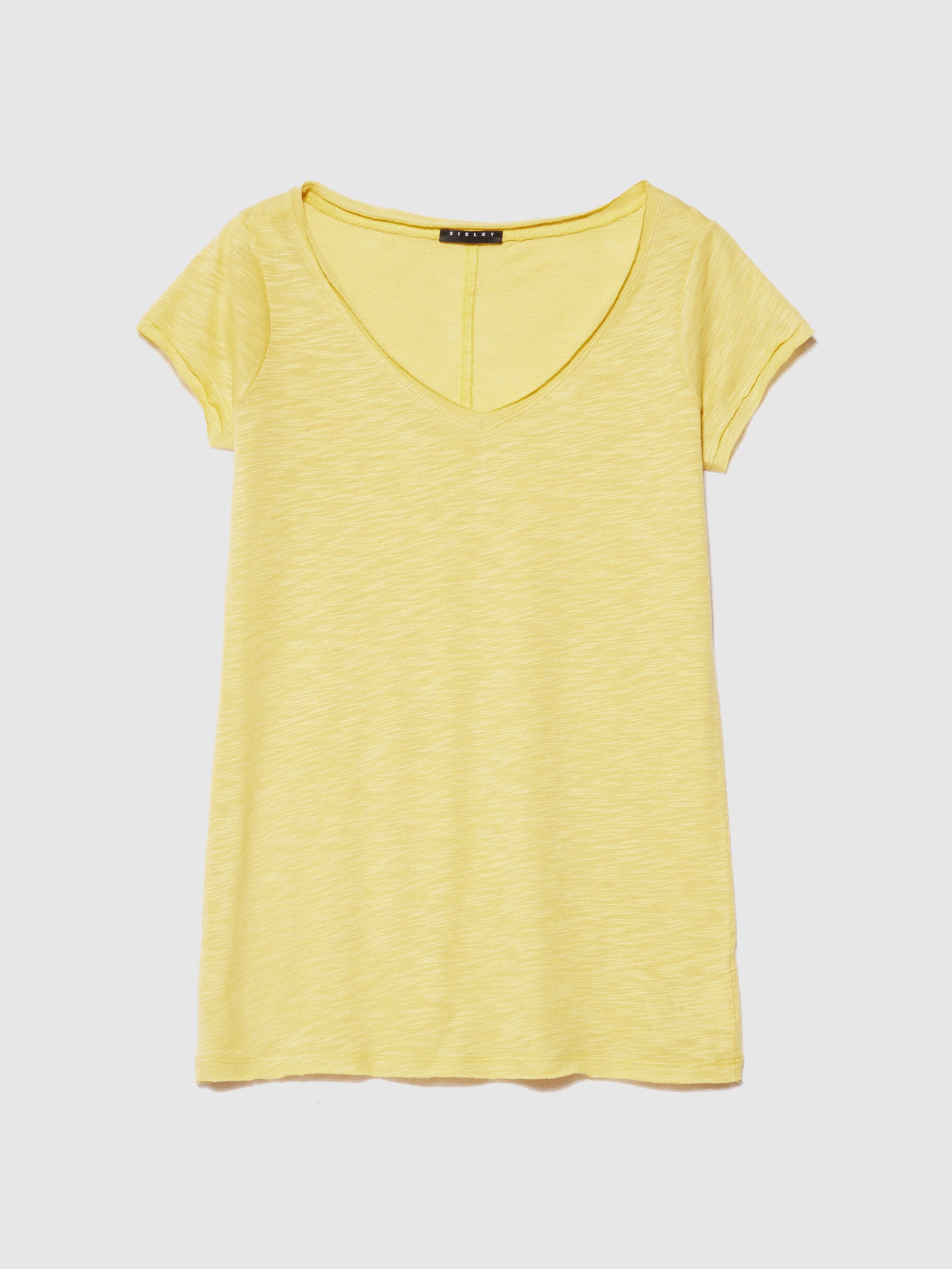 T-shirt scollo a V da donna giallo | Sisley Outlet