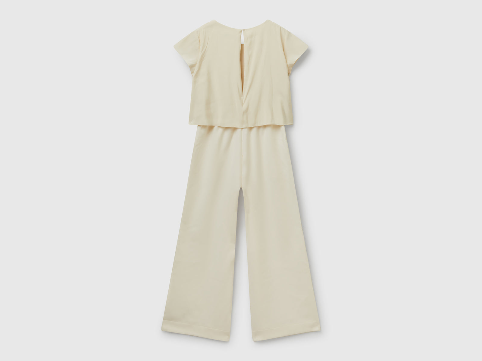 Tuta fluida a manica corta da bambina bianco panna 2 | Benetton Outlet