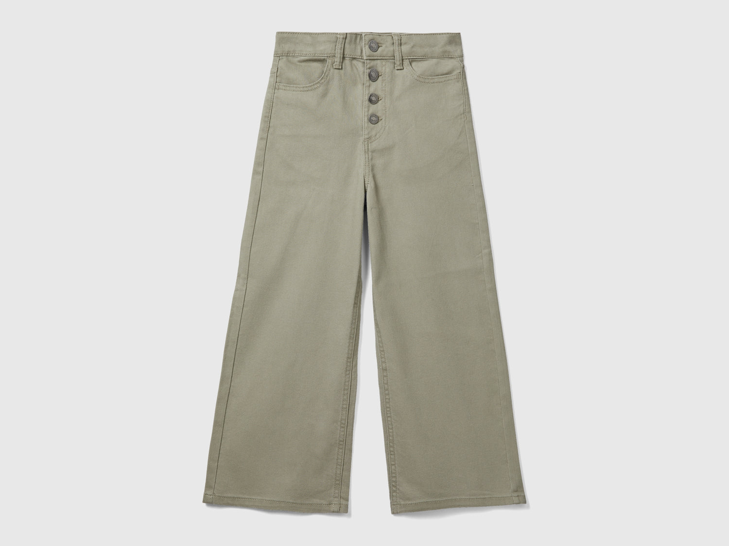 Pantaloni wide fit a vita alta da bambina verde chiaro | Benetton Outlet