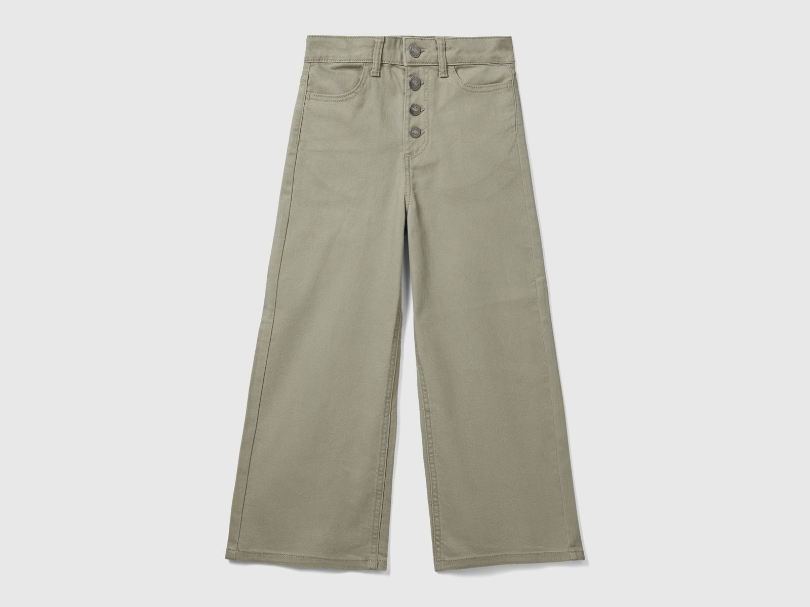 Pantaloni wide fit a vita alta da bambina verde chiaro | Benetton Outlet
