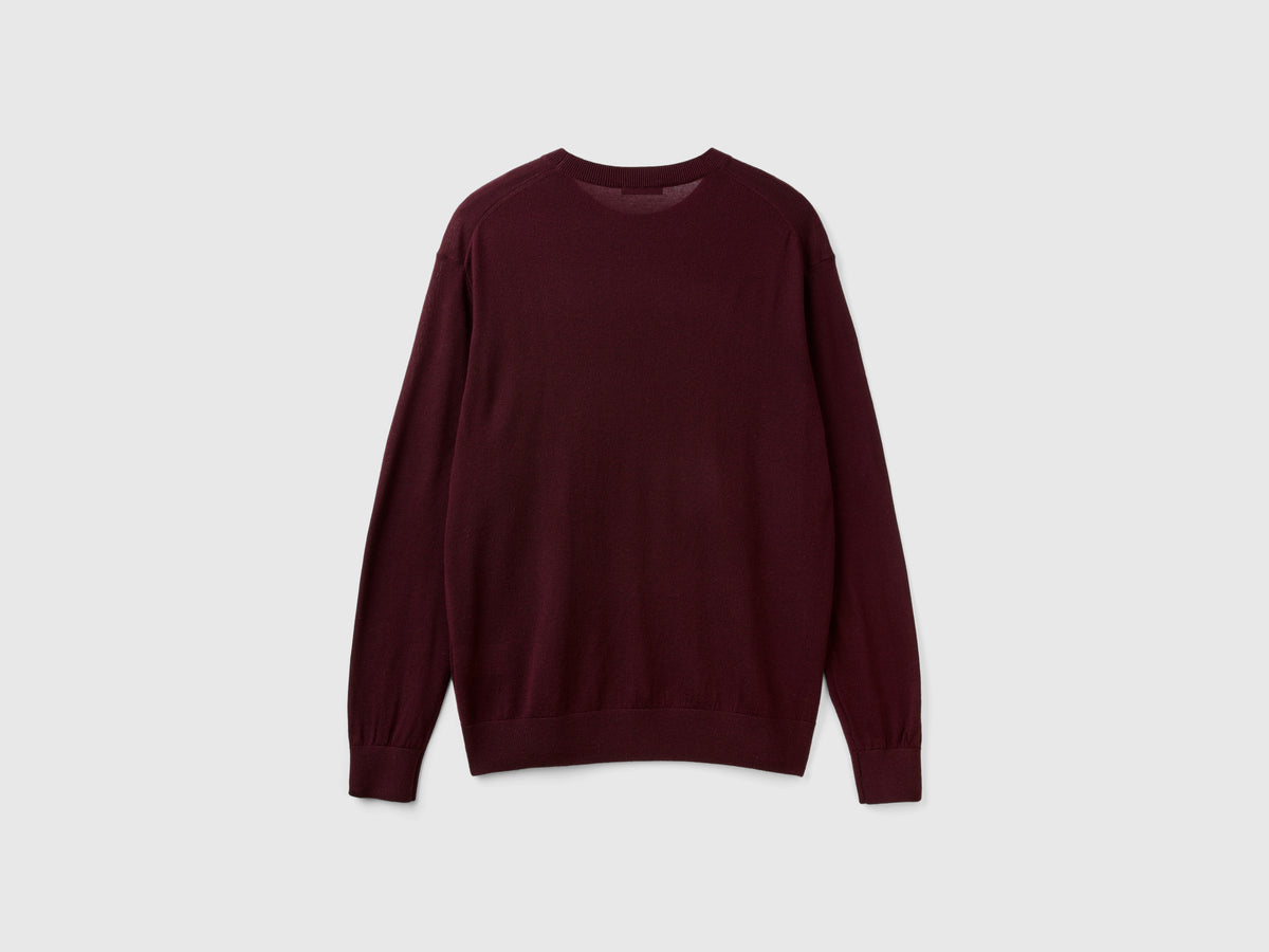 Maglia viola scuro in pura lana Merino